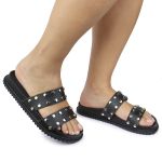 Sandalia Papete Sola Baixa Olivia Preta