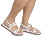 Sandalia Papete Sola Baixa Milene Off White
