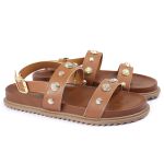 Sandalia Papete Sola Baixa Milene Caramelo