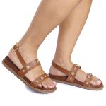 Sandalia Papete Sola Baixa Milene Caramelo