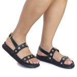 Sandalia Papete Sola Baixa Milene Preta