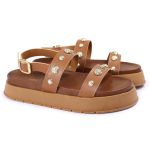 Sandalia Papete Sola Alta Milene Caramelo