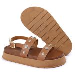 Sandalia Papete Sola Alta Milene Caramelo