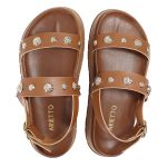 Sandalia Papete Sola Alta Milene Caramelo