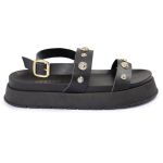 Sandalia Papete Sola Alta Milene Preta