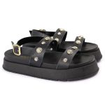 Sandalia Papete Sola Alta Milene Preta