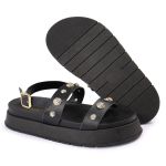 Sandalia Papete Sola Alta Milene Preta