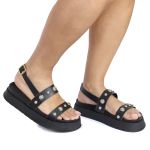 Sandalia Papete Sola Alta Milene Preta