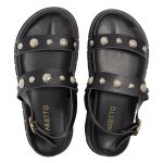 Sandalia Papete Sola Alta Milene Preta