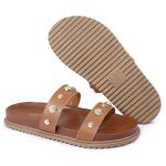 Sandalia Papete Sola Baixa Melina Caramelo