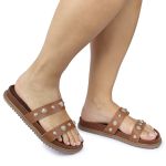 Sandalia Papete Sola Baixa Melina Caramelo