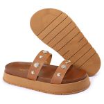 Sandalia Papete Sola Alta Melina Caramelo