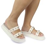 Sandalia Papete Sola Alta Melina Off White