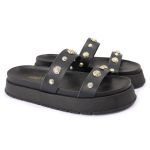 Sandalia Papete Sola Alta Melina Preta