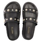 Sandalia Papete Sola Alta Melina Preta