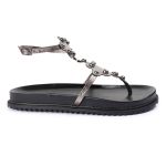 Sandalia Papete Sola Baixa Sara Prata Velho