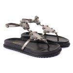 Sandalia Papete Sola Baixa Sara Prata Velho