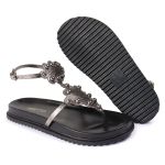 Sandalia Papete Sola Baixa Sara Prata Velho