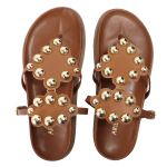 Sandalia Papete Sola Baixa Sara Caramelo