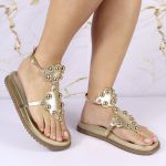 Sandalia Papete Sola Baixa Sara Dourada