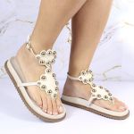 Sandalia Papete Sola Baixa Sara Off White