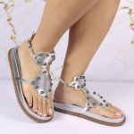 Sandalia Papete Sola Baixa Sara Prata