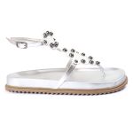 Sandalia Papete Sola Baixa Sara Prata