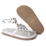 Sandalia Papete Sola Baixa Sara Prata