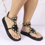 Sandalia Papete Sola Baixa Sara Preto Verniz