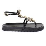 Sandalia Papete Sola Baixa Sara Preto Verniz