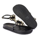 Sandalia Papete Sola Baixa Sara Preto Verniz