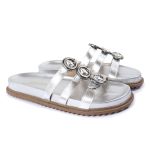 Sandalia Papete Sola Baixa Luci Prata