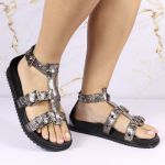 Sandalia Papete Sola Baixa Lila Prata Velho