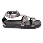 Sandalia Papete Sola Baixa Lila Prata Velho