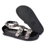 Sandalia Papete Sola Baixa Lila Prata Velho