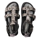 Sandalia Papete Sola Baixa Lila Prata Velho