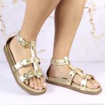 Sandalia Papete Sola Baixa Lila Dourada