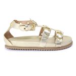 Sandalia Papete Sola Baixa Lila Dourada