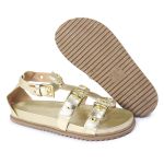 Sandalia Papete Sola Baixa Lila Dourada