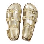 Sandalia Papete Sola Baixa Lila Dourada