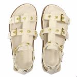 Sandalia Papete Sola Baixa Lila Off White