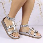 Sandalia Papete Sola Baixa Lila Prata