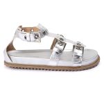 Sandalia Papete Sola Baixa Lila Prata