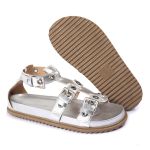 Sandalia Papete Sola Baixa Lila Prata