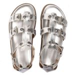 Sandalia Papete Sola Baixa Lila Prata