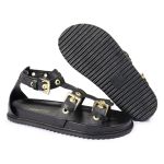 Sandalia Papete Sola Baixa Lila Preto