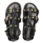 Sandalia Papete Sola Baixa Lila Preto