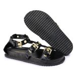 Sandalia Papete Sola Baixa Lila Preto Verniz