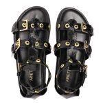 Sandalia Papete Sola Baixa Lila Preto Verniz