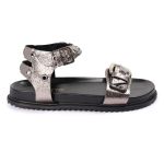 Sandalia Papete Sola Baixa Tina Prata Velho